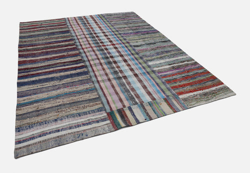 Kirk Yama Grey Patchwork Cotton Wool Handmade Area Rug 8'3'' x 10'1''