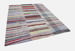Kirk Yama Grey Patchwork Cotton Wool Handmade Area Rug 8'0'' x 9'11''