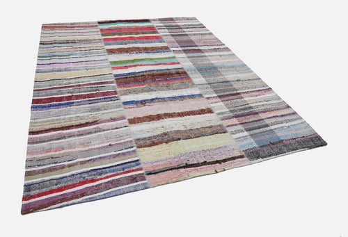 Kirk Yama Grey Patchwork Cotton Wool Handmade Area Rug 8'0'' x 9'11''