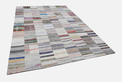 Kirk Yama Beige Patchwork Cotton Wool Handmade Area Rug 8'3'' x 11'6''