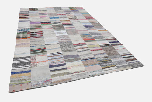 Kirk Yama Beige Patchwork Cotton Wool Handmade Area Rug 8'3'' x 11'6''