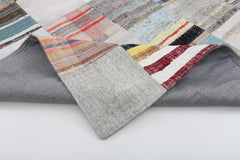 Handmade Area Rug – Turkish Patchwork Beige Cotton Wool Carpet 8'2'' x 11'1''