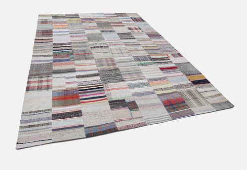 Handmade Area Rug – Kirk Yama Beige Patchwork Cotton Wool Carpet 8'1''x11'6''