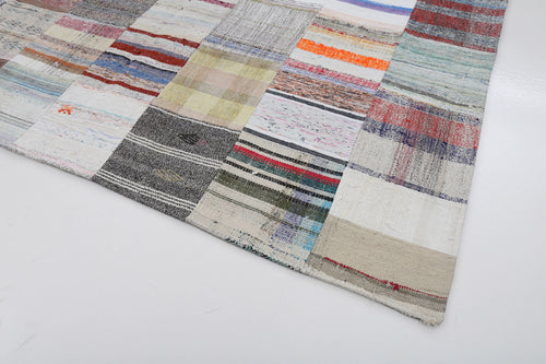 Handmade Area Rug – Kirk Yama Beige Patchwork Cotton Wool Carpet 8'1''x11'6''