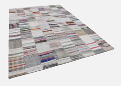 Kirk Yama Beige Patchwork Cotton Wool Handmade Area Rug 8'1'' x 11'7''