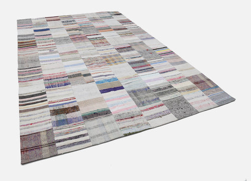 Kirk Yama Beige Patchwork Cotton Wool Handmade Area Rug 8'2'' x 12'2''