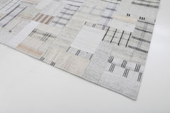 Handmade Area Rug - Beige Patchwork Cotton Wool Vintage Turkish Carpet 8'4''x10'