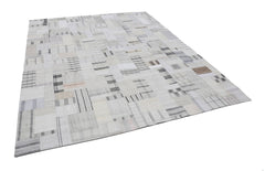 Handmade Area Rug - Beige Patchwork Cotton Wool Vintage Turkish Carpet 8'4''x10'