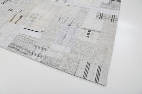 Kirk Yama Beige Patchwork Cotton Wool Handmade Area Rug 8'3'' x 10'0''