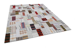 Kirk Yama Grey Patchwork Cotton Wool Handmade Area Rug 8'2'' x 10'0''