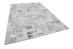 Handmade Area Rug – Beige Patchwork Cotton Wool Vintage Turkish Carpet 8'8''x12'0''