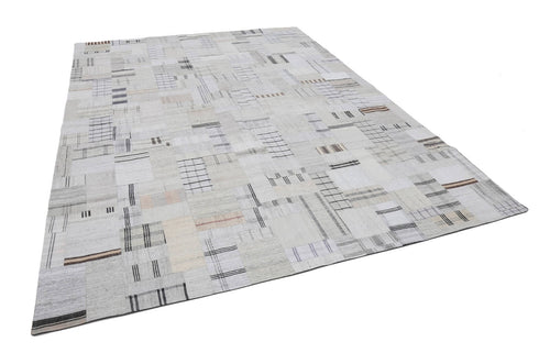 Kirk Yama Beige Patchwork Cotton Wool Handmade Area Rug 8'8'' x 11'11''