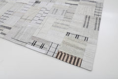 Kirk Yama Beige Patchwork Cotton Wool Handmade Area Rug 8'8'' x 11'11''