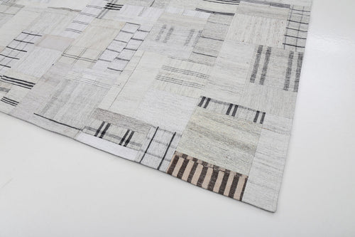Kirk Yama Beige Patchwork Cotton Wool Handmade Area Rug 8'8'' x 11'11''