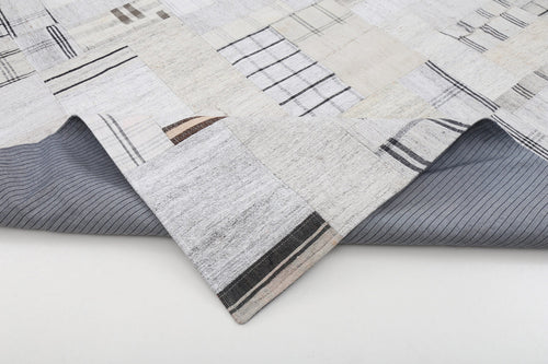 Kirk Yama Beige Patchwork Cotton Wool Handmade Area Rug 8'8'' x 11'11''