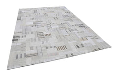 Handmade Area Rug - Kirk Yama Beige Patchwork Cotton Wool Carpet 8'8'' x 12'2''