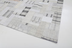 Handmade Area Rug - Kirk Yama Beige Patchwork Cotton Wool Carpet 8'8'' x 12'2''