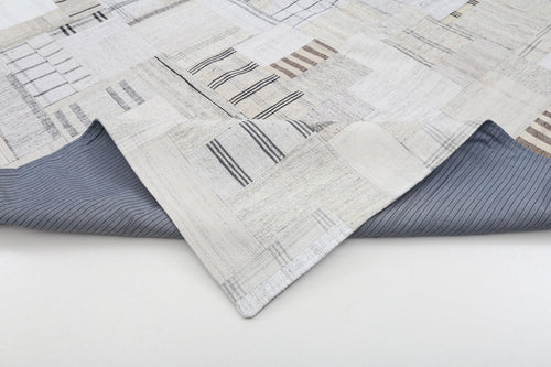 Handmade Area Rug - Kirk Yama Beige Patchwork Cotton Wool Carpet 8'8'' x 12'2''