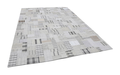 Kirk Yama Beige Patchwork Cotton Wool Handmade Area Rug 8'8'' x 11'11''