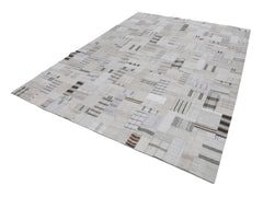 Handmade Area Rug - Kirk Yama Beige Patchwork Cotton Wool Rug 9'9'' x 13'2''