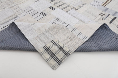 Handmade Area Rug - Kirk Yama Beige Patchwork Cotton Wool Rug 9'9'' x 13'2''