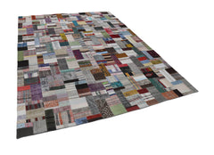 Handmade Area Rug – Kirk Yama Grey Patchwork Cotton Wool Carpet 9'10''x13'3''