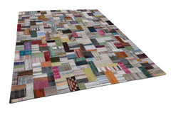 Kirk Yama Grey Patchwork Cotton Wool Handmade Area Rug 9'10'' x 13'2''