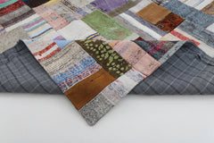 Kirk Yama Grey Patchwork Cotton Wool Handmade Area Rug 9'10'' x 13'2''
