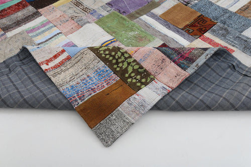 Kirk Yama Grey Patchwork Cotton Wool Handmade Area Rug 9'10'' x 13'2''