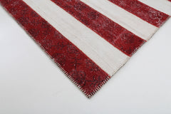 Flag Patchwork White Figured Cotton Wool Handmade Area Rug 8'2'' x 10'0''