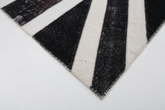 Flag Patchwork White Figured Cotton Wool Handmade Area Rug 6'8'' x 9'11''