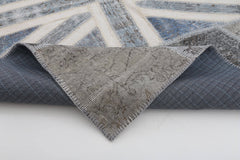 Flag Patchwork Grey Figured Cotton Wool Handmade Area Rug 6'7'' x 9'11''
