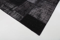 Flag Patchwork Black Figured Cotton Wool Handmade Area Rug 6'6'' x 10'0''