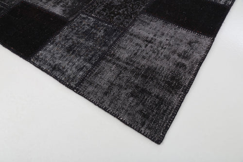 Flag Patchwork Black Figured Cotton Wool Handmade Area Rug 6'7'' x 10'0''