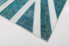 Flag Patchwork White Figured Cotton Wool Handmade Area Rug 6'4'' x 10'0''