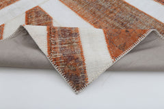 Flag Patchwork Orange Figured Cotton Wool Handmade Area Rug 6'8'' x 9'11''