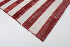 Flag Patchwork Red Figured Cotton Wool Handmade Area Rug 6'6'' x 9'11''
