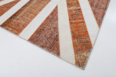 Flag Patchwork Orange Figured Cotton Wool Handmade Area Rug 6'8'' x 9'11''
