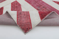Flag Patchwork Red Figured Cotton Wool Handmade Area Rug 6'9'' x 9'11''