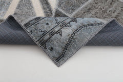 Flag Patchwork Grey Figured Cotton Wool Handmade Area Rug 6'7'' x 9'10''