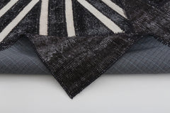 Flag Patchwork Black Figured Cotton Wool Handmade Area Rug 6'6'' x 10'0''