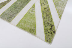 Flag Patchwork Green Figured Cotton Wool Handmade Area Rug 6'7'' x 9'10''