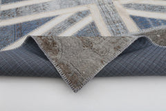 Flag Patchwork Grey Figured Cotton Wool Handmade Area Rug 6'7'' x 9'11''