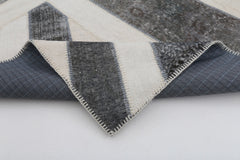 Flag Patchwork Grey Figured Cotton Wool Handmade Area Rug 6'7'' x 9'11''
