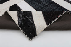Flag Patchwork Black Figured Cotton Wool Handmade Area Rug 6'8'' x 9'10''
