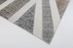 Flag Patchwork Grey Figured Cotton Wool Handmade Area Rug 6'7'' x 10'0''
