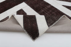 Flag Patchwork Brown Figured Cotton Wool Handmade Area Rug 6'8'' x 9'11''