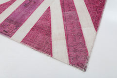 Flag Patchwork Pink Figured Cotton Wool Handmade Area Rug 6'10'' x 10'0''