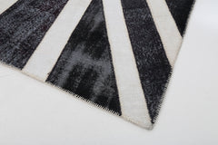 Flag Patchwork Black Figured Cotton Wool Handmade Area Rug 6'9'' x 10'0''