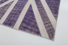 Flag Patchwork Purple Figured Cotton Wool Handmade Area Rug 4'6'' x 7'0''